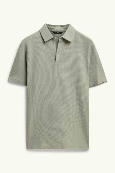 Pánské - Polokošile - regular fit - strukturovaná - světle zelená