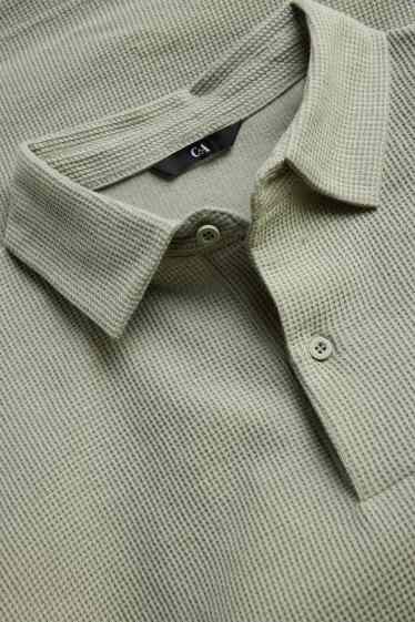 Pánské - Polokošile - regular fit - strukturovaná - světle zelená