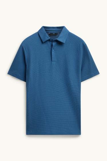 Pánské - Polokošile - regular fit - strukturovaná - modrá
