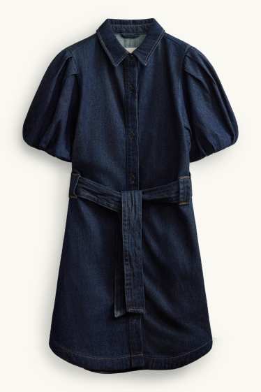 Dames - Denim jurk - donkerblauw