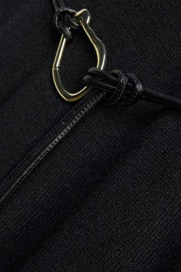 Dames - Gebreide jurk met ceintuur - straight fit - zwart