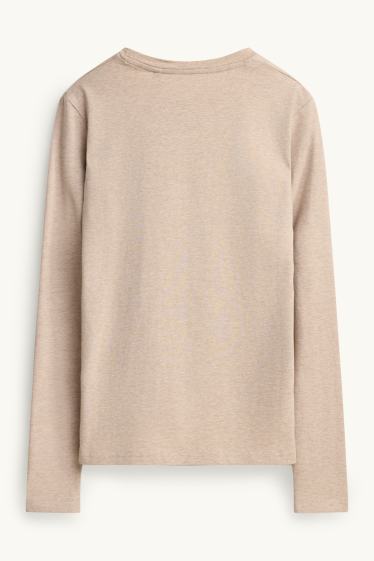Dona - Samarreta de màniga llarga - slim fit - beix