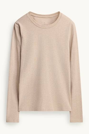 Dona - Samarreta de màniga llarga - slim fit - beix