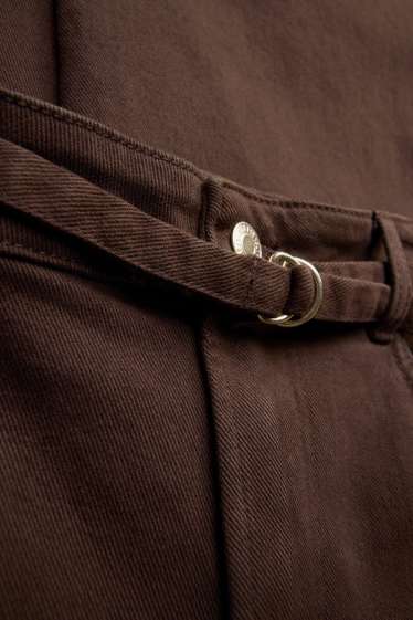 Femei - Wide leg jeans cu curea - talie înaltă - maro închis