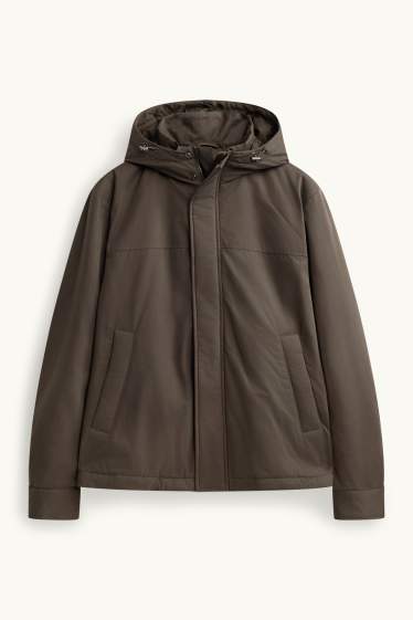 Hommes - Veste à capuche - doublée - marron foncé