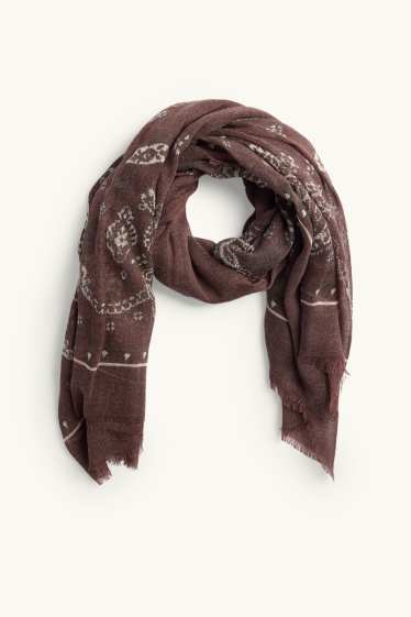 Femmes - Foulard - à motif - marron