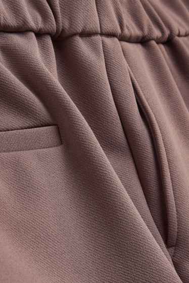 Donna - Pantaloni business - vita media - gamba larga - marrone