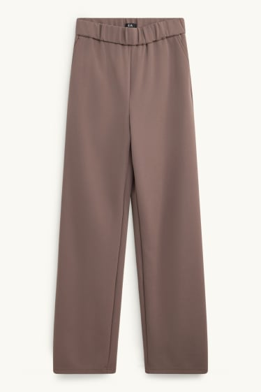 Donna - Pantaloni business - vita media - gamba larga - marrone