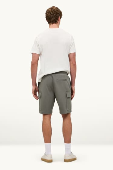Hommes - Short cargo en molleton - gris