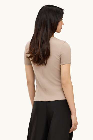 Women - T-shirt - slim fit - light brown