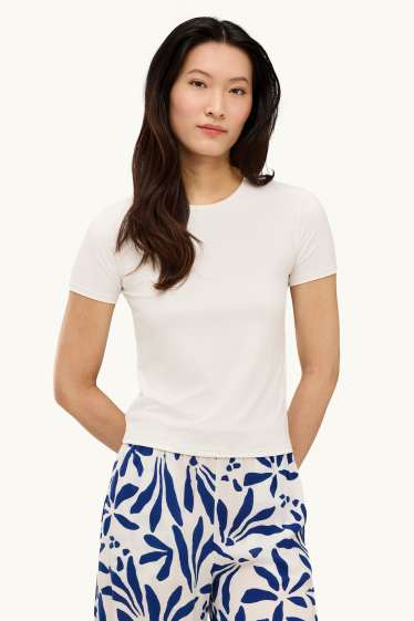 Femmes - T-shirt - slim fit - blanc