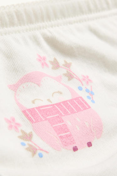 Kinder Mädchen - Multipack 5er - Eule und Blume - Slip - rosa