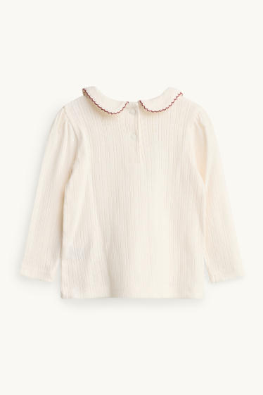 Bébés filles - Petites fleurs - haut à manches longues bébé en pointelle - crème