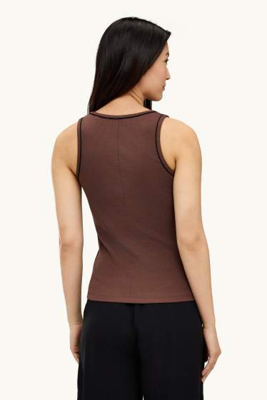 Women - Top - ribbed - dark brown