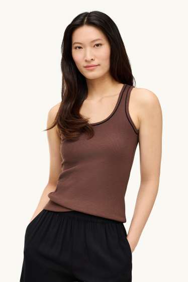 Women - Top - ribbed - dark brown
