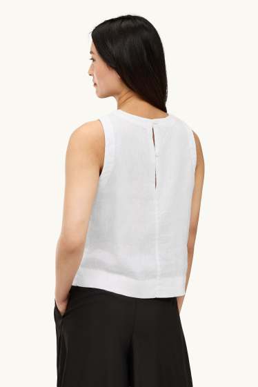 Dames - Linnen blouse - wit