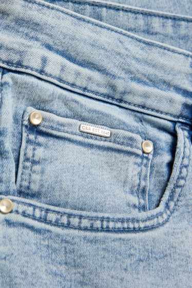 Dámské - Capri džíny s páskem- mid waist - slim fit - džíny - světle modré