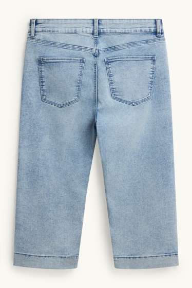 Dámské - Capri džíny s páskem- mid waist - slim fit - džíny - světle modré