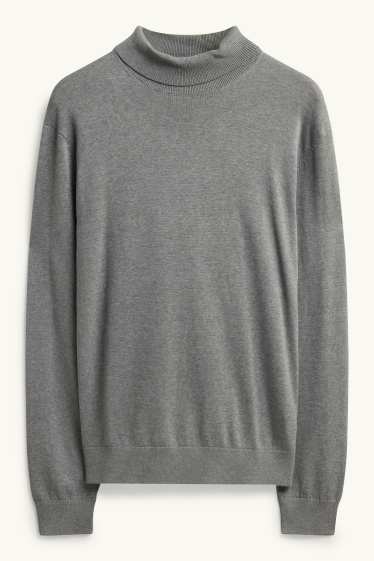 Hommes - Pull à col roulé - gris