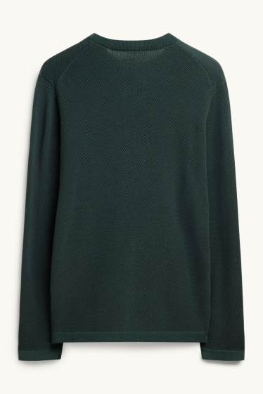 Men - Jumper - textured - dark green
