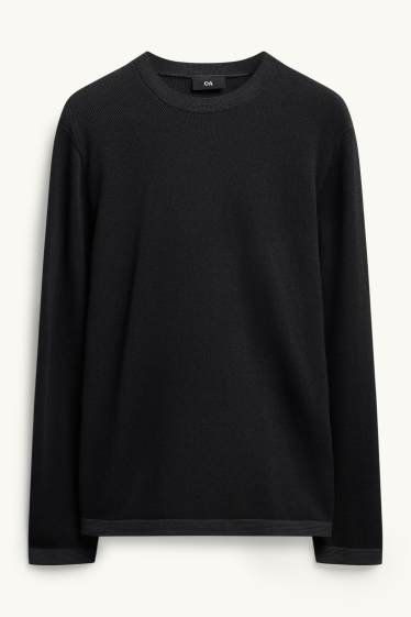 Men - Jumper - textured - black