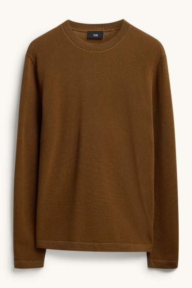 Men - Jumper - textured - light brown