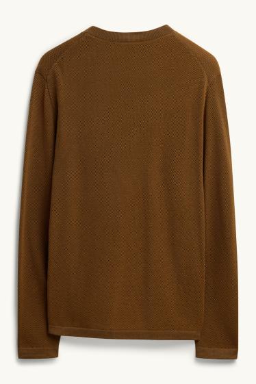 Men - Jumper - textured - light brown