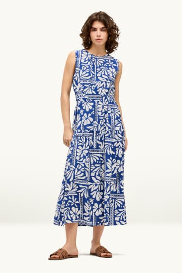 Donna - Vestito fit & flare - fantasia - blu / bianco