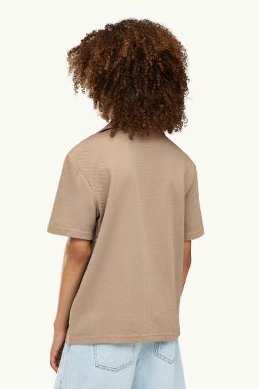 Kinder Buben - Hemd - strukturiert - beige