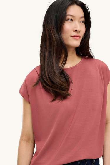 Damen - T-Shirt - Regular Fit - rot