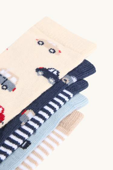 Baby Boys - Multipack of 5 - car and aeroplane - baby socks - blue