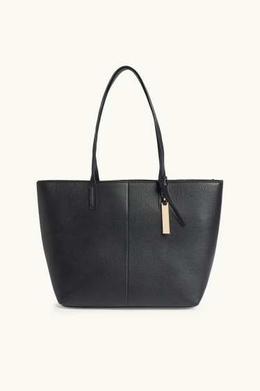 Dames - Grote shopper - imitatieleer - zwart