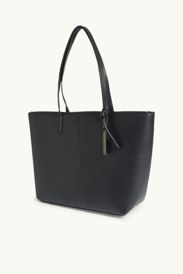 Dames - Grote shopper - imitatieleer - zwart