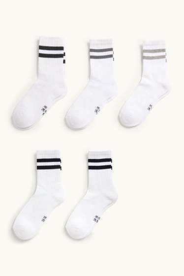 Kinder Buben - Multipack 5er - Socken - gerippt - schwarz / weiß