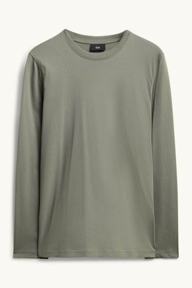 Bărbați - Tricou cu mânecă lungă - regular fit - kaki