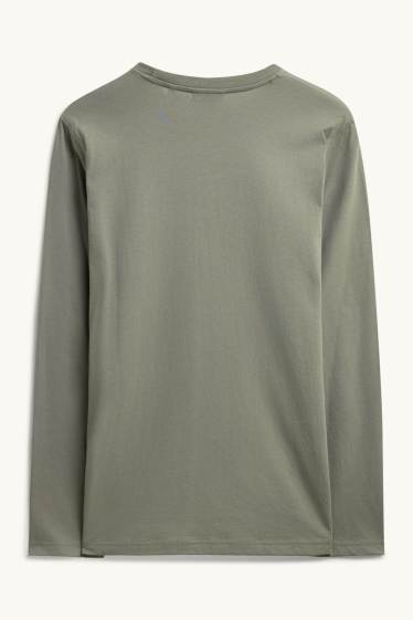 Bărbați - Tricou cu mânecă lungă - regular fit - kaki