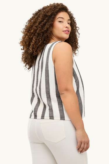 Dames - Blousetop - gestreept - wit / grijs