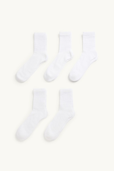 Děti - chlapci - Multipack 5 ks - tenisové ponožky - bílá