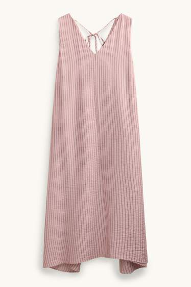 Damen - A-Linien Kleid - gestreift - strukturiert - rosa