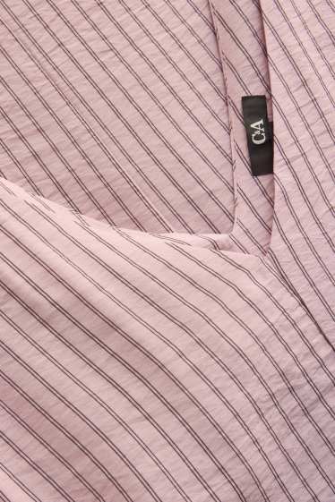 Damen - A-Linien Kleid - gestreift - strukturiert - rosa