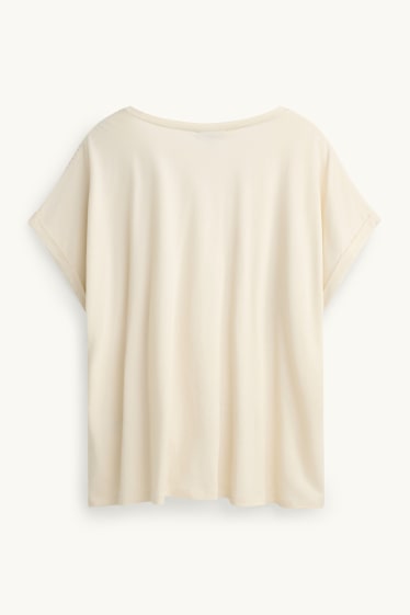 Dames - T-shirt - crèmekleurig