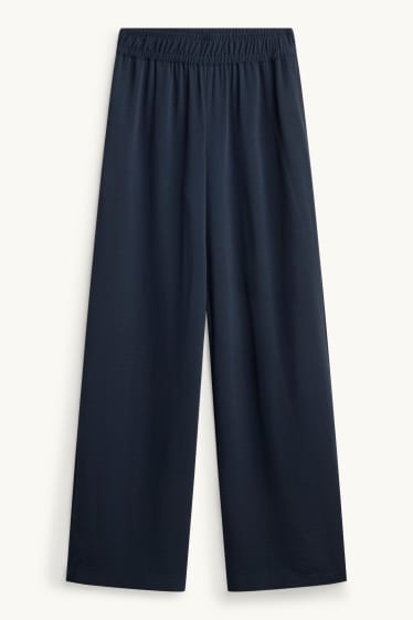 Dames - Pantalon - mid waist - palazzo - donkerblauw