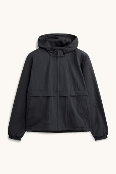 Uomo - Giacca impermeabile con cappuccio - idrorepellente - nero