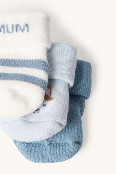 Baby: jongens - Set van 3 paar - vos - newbornsokken met motief - blauw