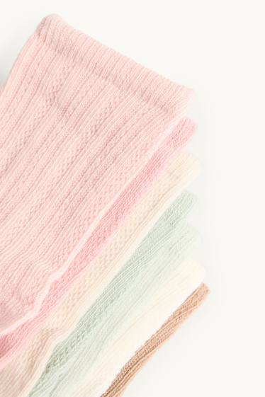 Baby: meisjes - Set van 7 paar - babysokken - met structuur - roze