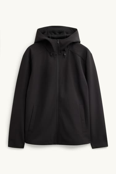 Herren - Softshelljacke mit Kapuze - wasserabweisend - 4 Way Stretch - schwarz