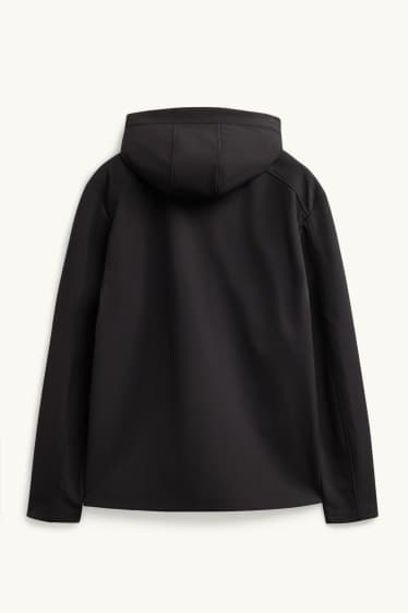 Herren - Softshelljacke mit Kapuze - wasserabweisend - 4 Way Stretch - schwarz