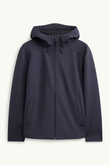 Herren - Softshelljacke mit Kapuze - wasserabweisend - 4 Way Stretch - schwarz