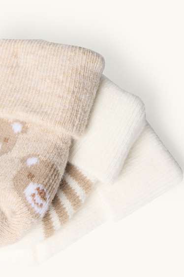 Unisex - Multipack 3er - Bärchen - Erstlings-Socken mit Motiv - cremefarben