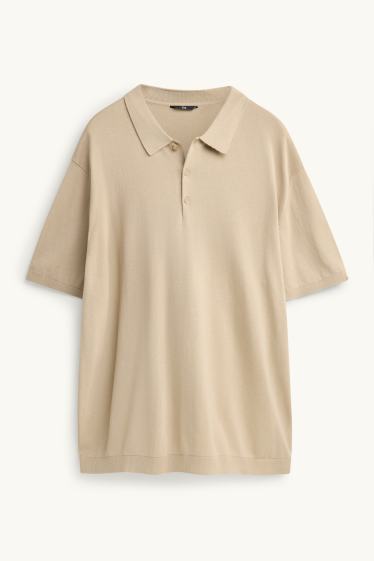 Herren - Strick-Poloshirt - Regular Fit - beige